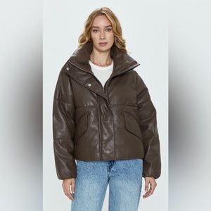 NWT Pistola denim Donovan puffer jacket. Brown. Retails for $248.